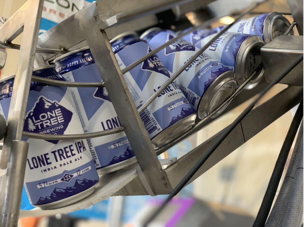 Lone Tree IPA goes through the packaging line